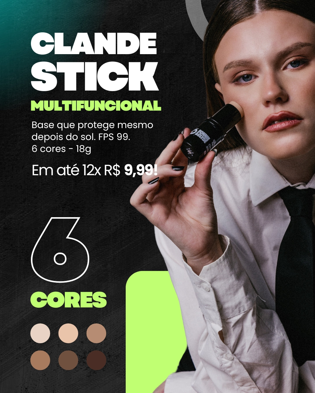 Clande Multifuncional Stick: a base que protege mesmo depois do sol! 🌞